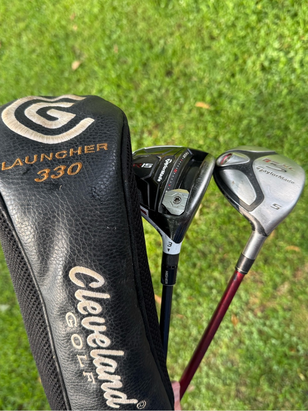 Golf Clubs/Woods-Cleveland Launcher 330, Taylormade R15 3W, Taylormade R5 5W RH